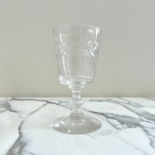 Vintage Etched Footed Glass | Set of 4