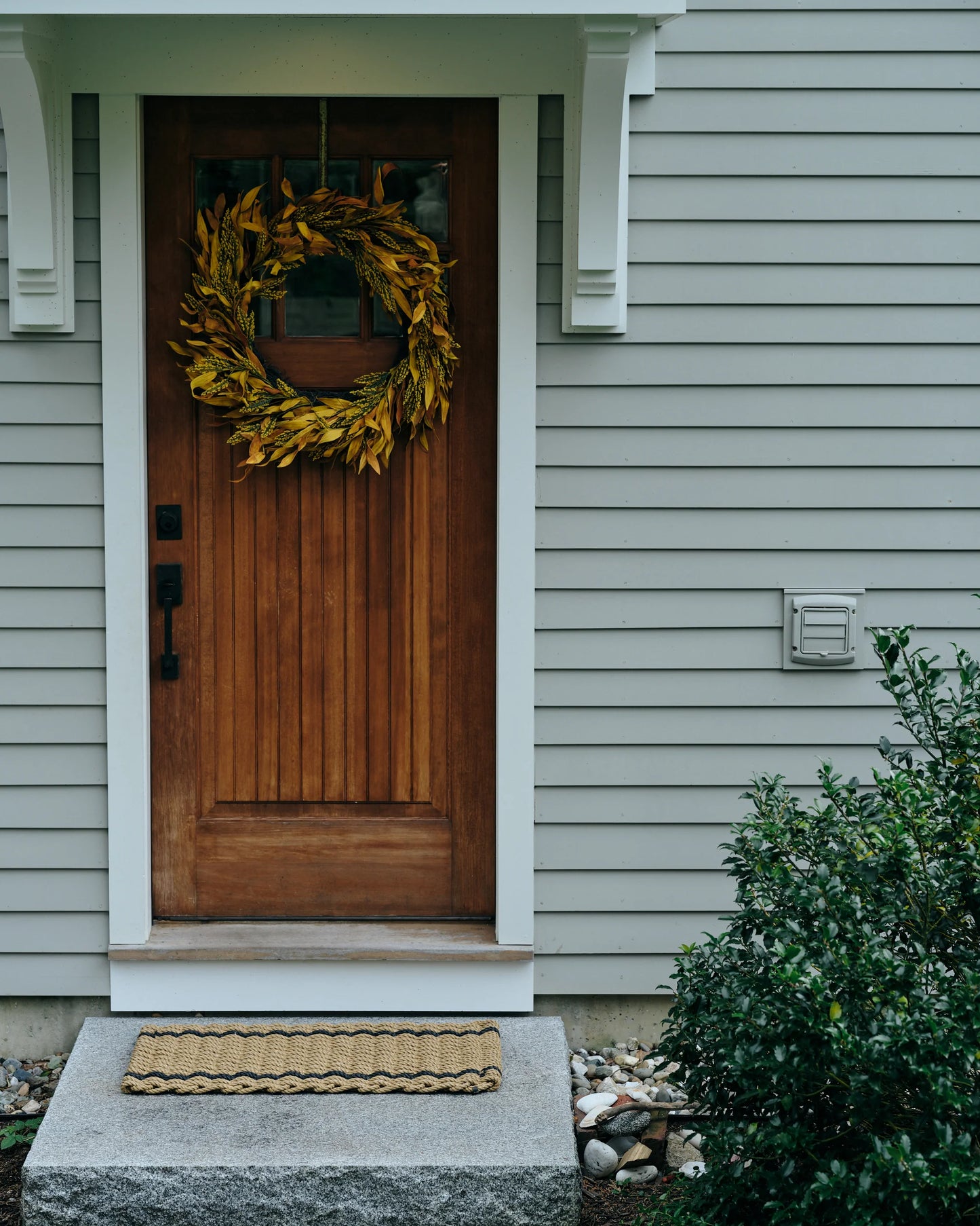 Woven Rope Door Mat | Wheat with Charcoal Stripes